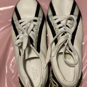 Gucci White Sneakers with Black Stripe Detail New no box